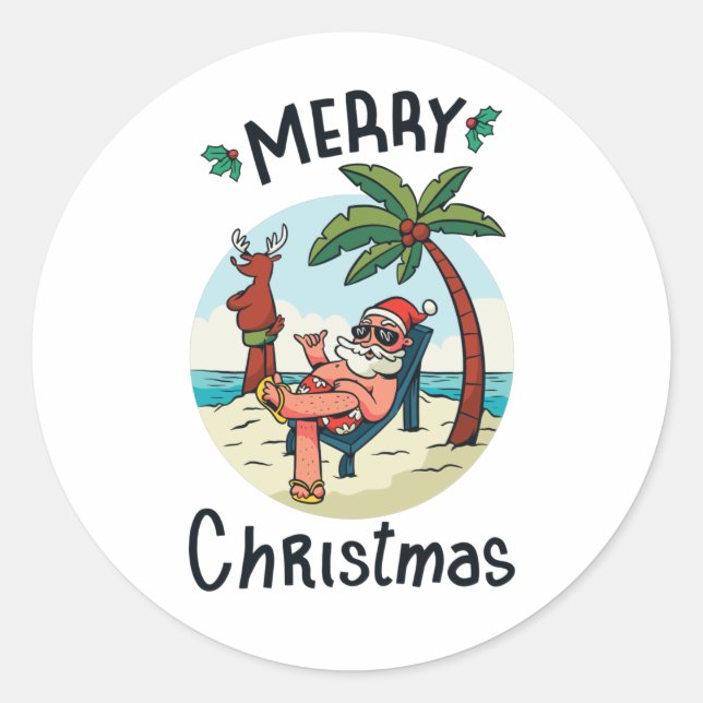 Christmas in July Square Sticker Postcard (Front)