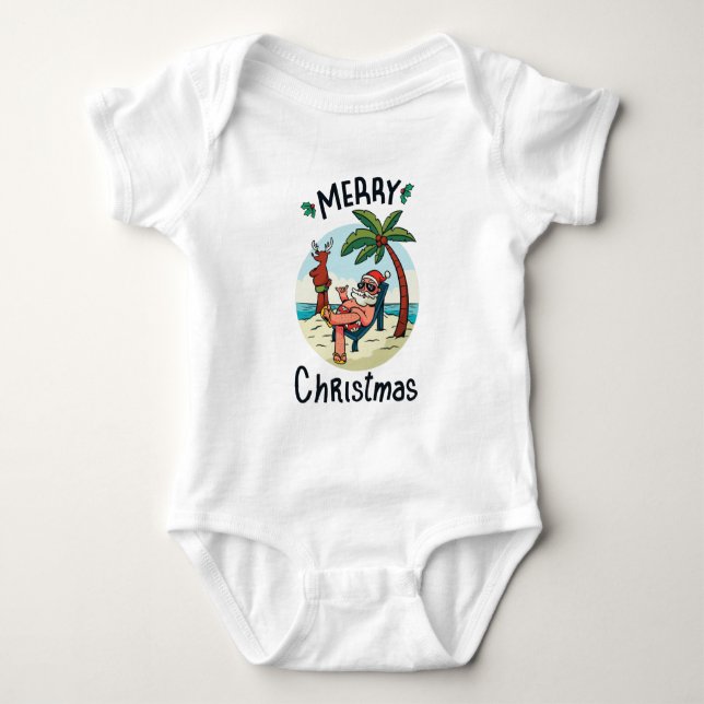 Christmas in July Square Sticker Postcard Baby Bodysuit (Front)