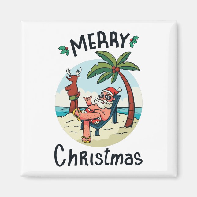 Christmas in July Square Sticker Postcard Magnet (Front)