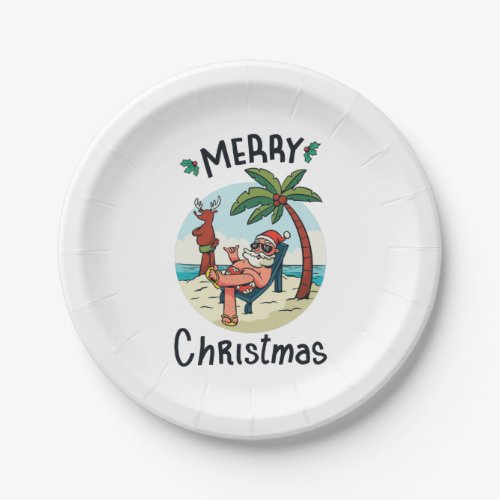 Christmas in July Square Sticker Postcard Paper Plates