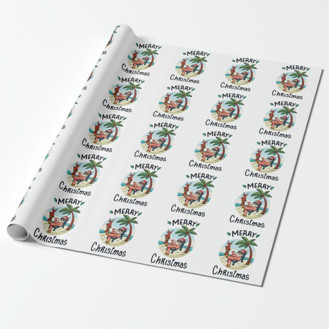 Christmas in July Square Sticker Postcard Wrapping Paper (Unrolled)