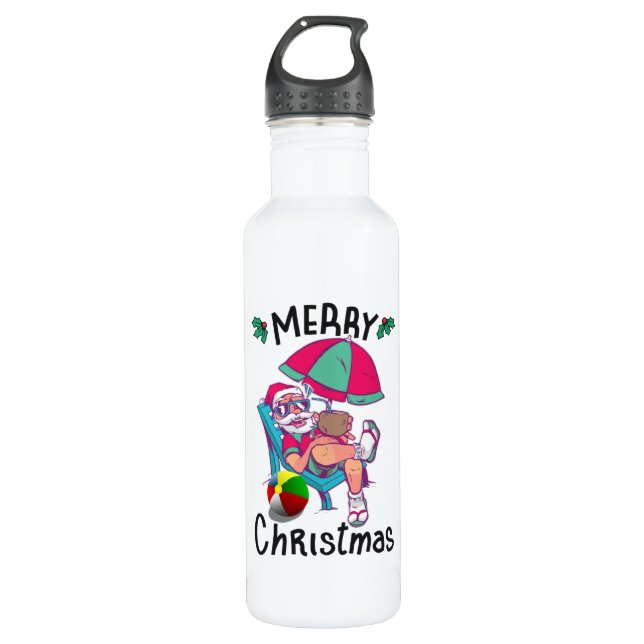 Christmas in July Stainless Steel Water Bottle (Front)