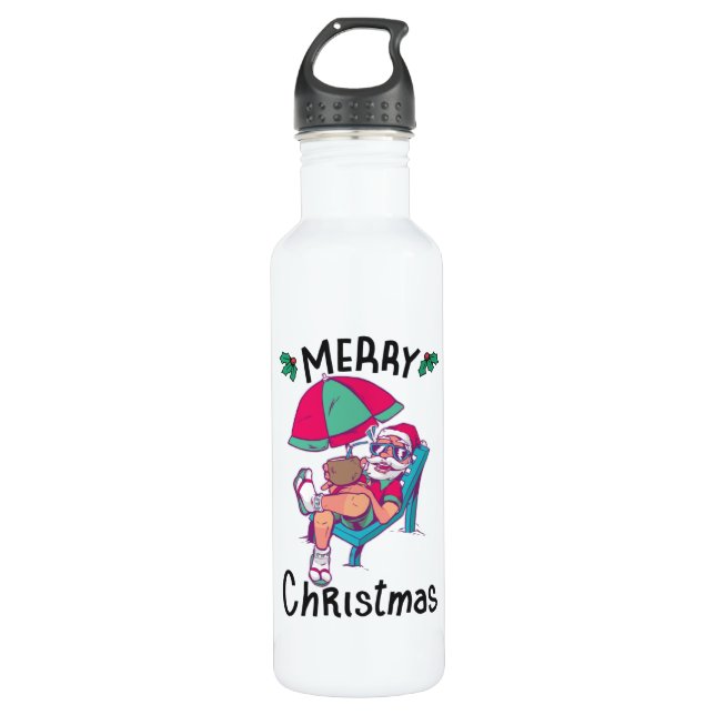 Christmas in July Stainless Steel Water Bottle (Front)