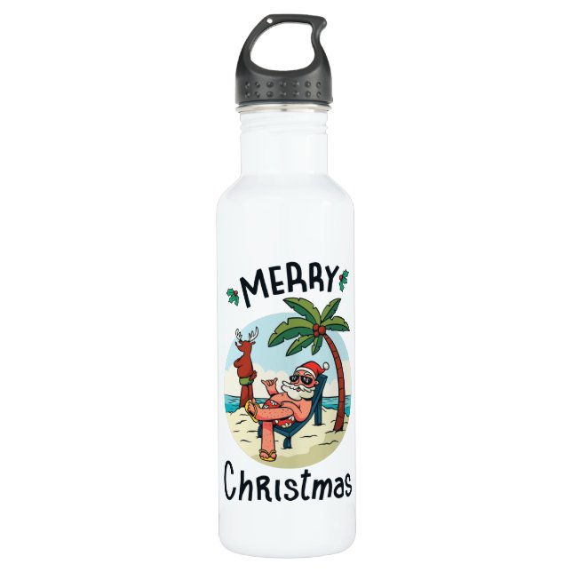 Christmas in July Stainless Steel Water Bottle (Front)