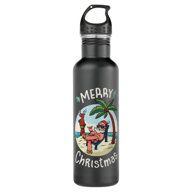 Christmas in July Stainless Steel Water Bottle (Front)