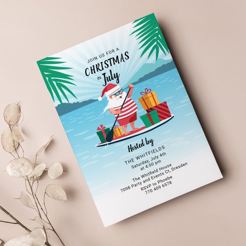 Christmas in July Summer BBQ Beach Party Invitation