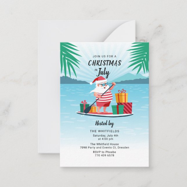 Christmas in July Summer BBQ Beach Party Note Card (Front)