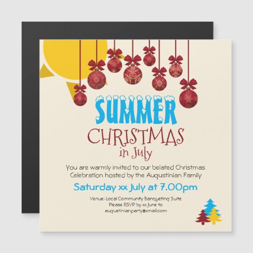 CHRISTMAS IN JULY Summer BBQ Celebration Magnetic Invitation