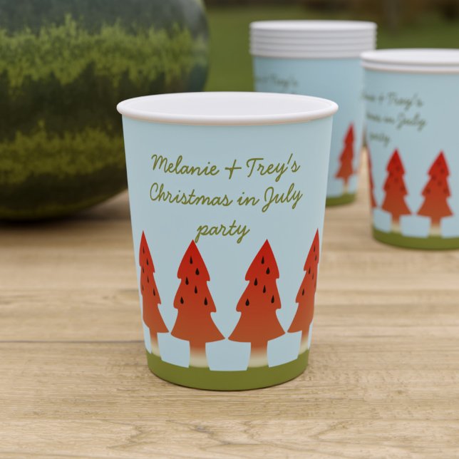 Christmas in July Summer BBQ Party Paper Cups (🍉Watermelon tree paper cup perfect for your Christmas in July party (or the one in December) 🍉)