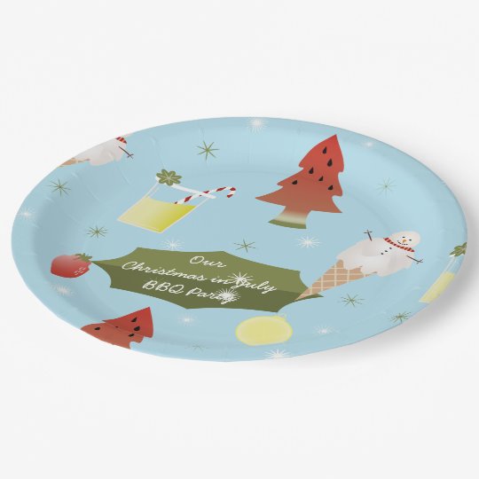 Christmas in July Summer BBQ Party Paper Plates