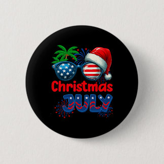 Christmas In July Summer Beach Hawaii Santa Usa Fl Button