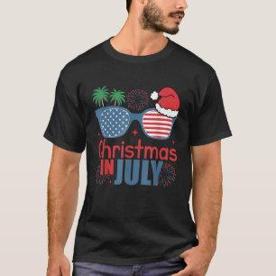 Christmas In July Summer Beach Hawaii Santa USA Fl T-Shirt