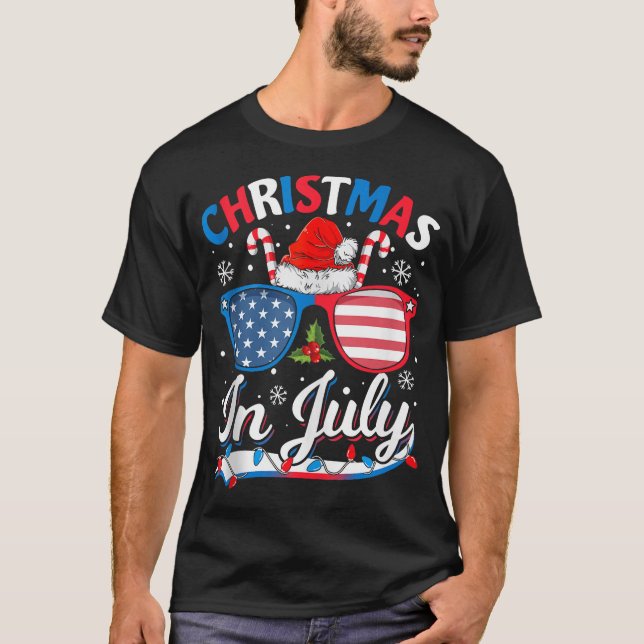 Christmas In July Summer Beach Hawaii Santa Usa T-Shirt (Front)