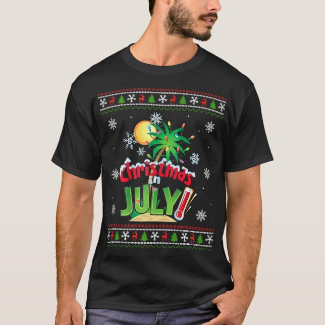 Christmas In July Summer Beach Vacation  T-Shirt (Front)