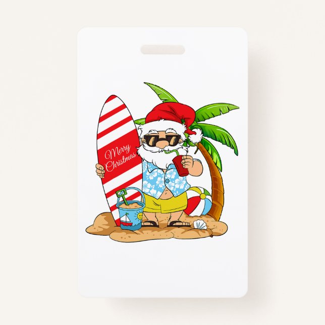 Christmas In July Summer Beach Vacation T-Shirt Badge (Front)