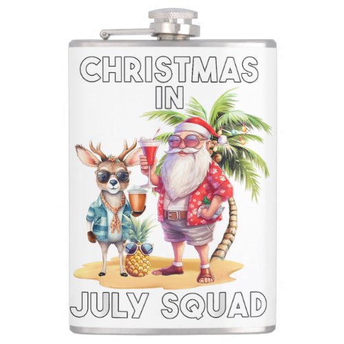 Christmas in July Summer Beach Vacation Xmas Ugly  Flask