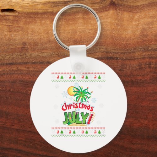 Christmas in July Summer Beach Vacation Xmas Ugly  Keychain