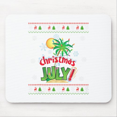 Christmas in July Summer Beach Vacation Xmas Ugly  Mouse Pad