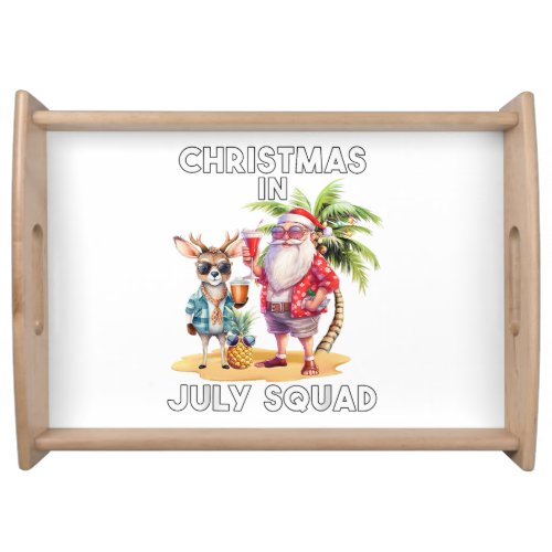 Christmas in July Summer Beach Vacation Xmas Ugly  Serving Tray