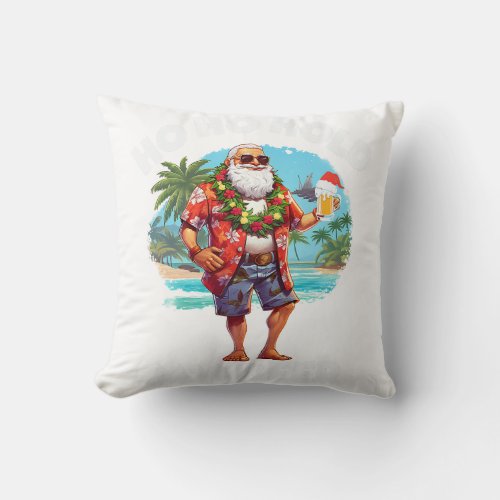 Christmas in July Summer Beach Vacation Xmas Ugly  Throw Pillow