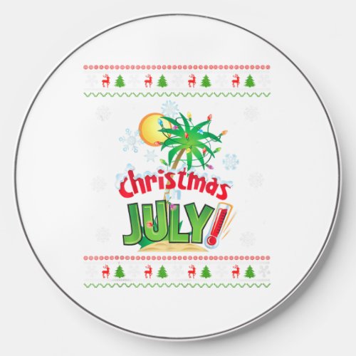 Christmas in July Summer Beach Vacation Xmas Ugly  Wireless Charger