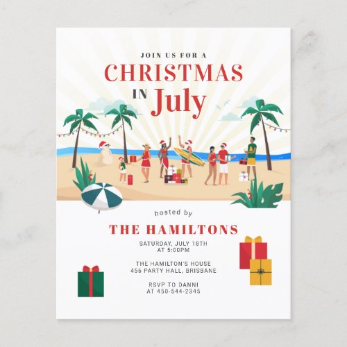 Christmas In July Summer Family Party Invitation