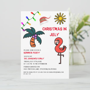 Christmas In July Summer Party Flamingo Invitation