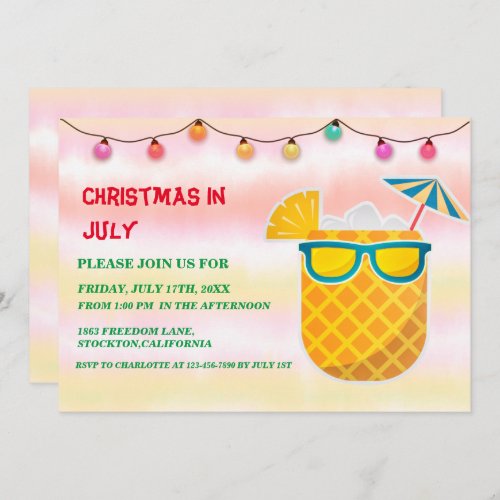 Christmas In July Summer Party Invitation