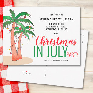Christmas in July Summer Party Invitation Postcard