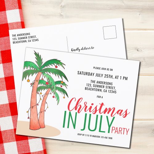 Christmas in July Summer Party Invitation Postcard