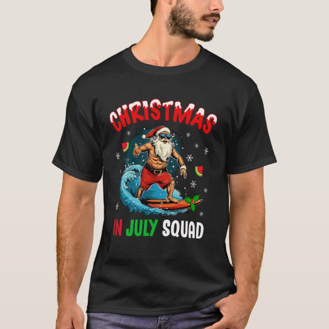 Christmas In July Summer Santa Claus Beach Hawaii  T-Shirt (Front)