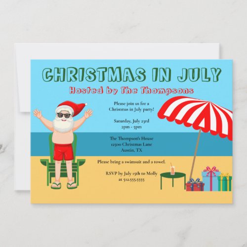 Christmas in July Summer Santa Claus Beach Party