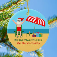 Christmas in July Summer Santa Claus Cute Beach