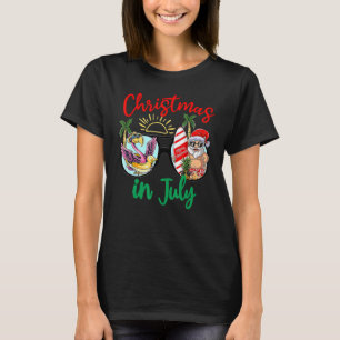 Christmas In July Summer Sunglasses Santa Beach Fl T-Shirt