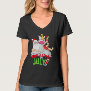 Christmas in July Summer Unicorn Float Xmas T-Shirt