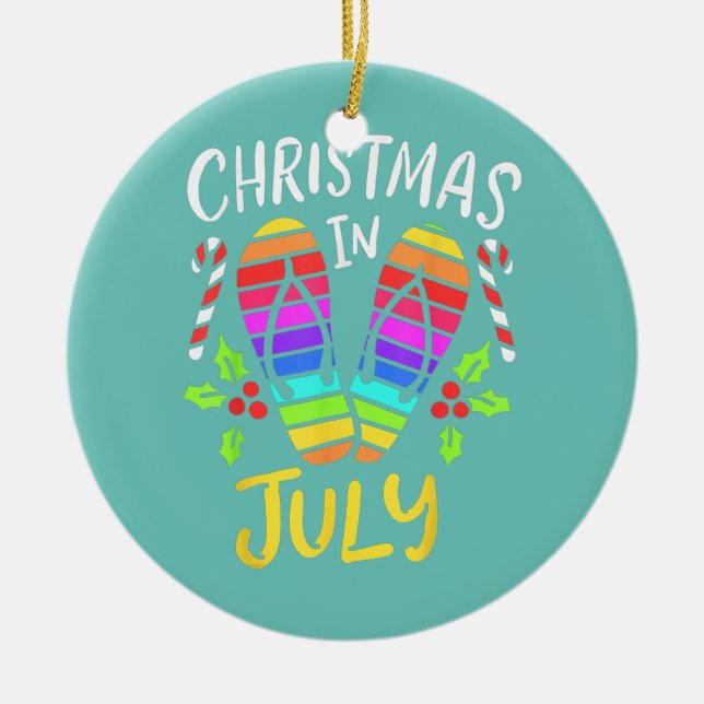 Christmas In July Summer Vacation  Ceramic Ornament (Front)