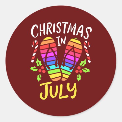 Christmas In July Summer Vacation  Classic Round Sticker