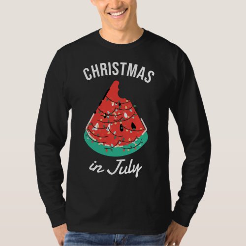 Christmas In July Summer Watermelon Christmas Tree T_Shirt