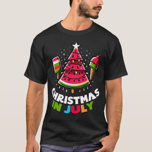 Christmas In July Summer Watermelon Popsicle Tree T_Shirt