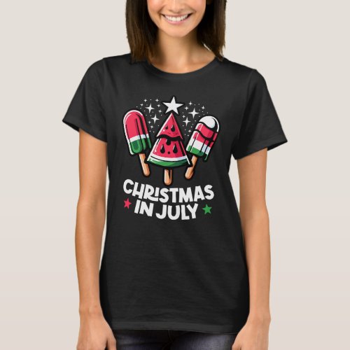 Christmas In July Summer Watermelon Popsicle Tree T_Shirt