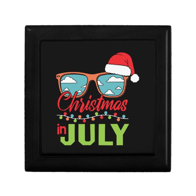 Christmas in july sun glasses with santa hat gift box (Front)