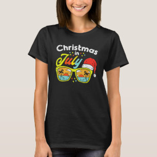 Christmas In July Sunglasses Santa Beach Summer Su T-Shirt