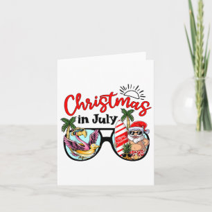 Christmas In July Sungles Santa Flamingo Summer Va Card