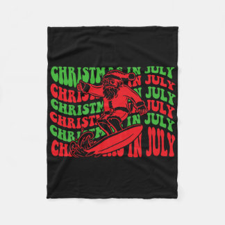 Christmas In July Surfing Funny Groovy Surfing San Fleece Blanket