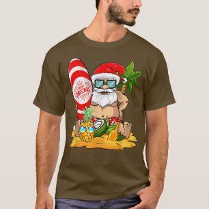 Christmas In July Surfing Funny Santa Summer Beach T-Shirt