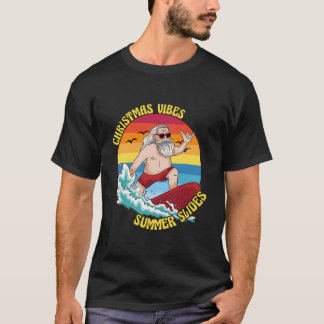 Christmas In July Surfing Santa Claus T-Shirt