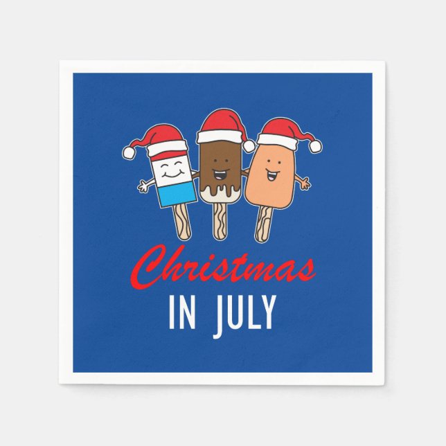 Christmas In July Sweet Treat Red White Blue Party Napkins (Front)