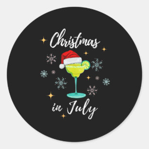 Christmas In July Tail Santa Hat Summer Women Men Classic Round Sticker