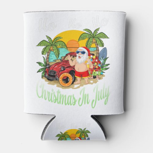 Christmas In July Tee Funny Santa Summer Beach Can Cooler