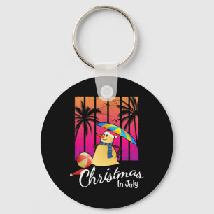 Christmas In July Tee Funny Snowman Summer Beach V Keychain